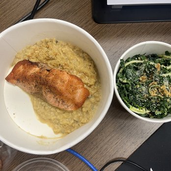 Flower Child - Salmon, Kale Salad, Cauliflower "Risotto," Chocolate Chip Cashew Cookie - Salad Near Me - Atlanta, Georgia Flower Child - Salmon, Kale Salad, Cauliflower "Risotto," Chocolate Chip Cashew Cookie - Salad Near Me - Atlanta, Georgia