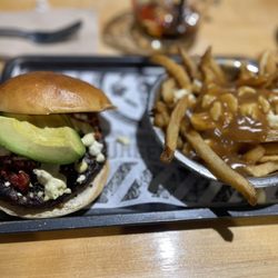 Elk burger and poutine fries