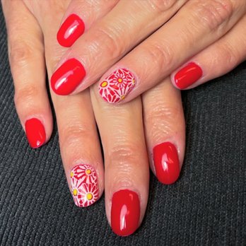 Lush Nail Lounge - Gel polish with stamp art accents. - Nail Salons Near Me - Cary, North Carolina