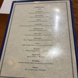 Cocktail menu Cocktail menu