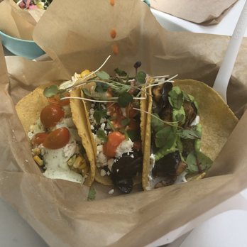 Chaia - Left to right: corn, mushroom, eggplant - Vegetarian Near Me - Washington, DC, District of Columbia