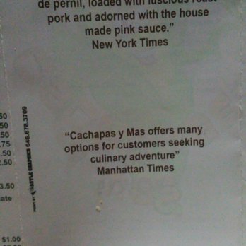 Cachapas y Mas - Back of menu - Venezuelan Near Me - Ridgewood, New York