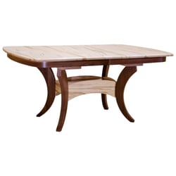 Barn Furniture Mart - Mid Century dining table, contemporary in Solid Black Walnut and Spalted Maple plus 4 leaves. Clear natural bar top everyday use. 4 leaves