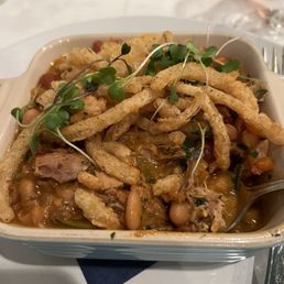 One of the house specials of the night, a country, French classic of duck and bean. One of the house specials of the night, a country, French classic of duck and bean.