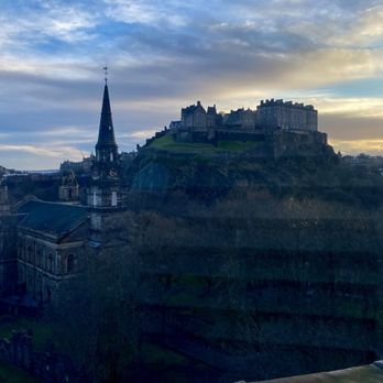 Waldorf Astoria Edinburgh - The Caledonian  - Edinburgh Castle, from the bathroom window - Hotels Near Me - Edinburgh, EDH