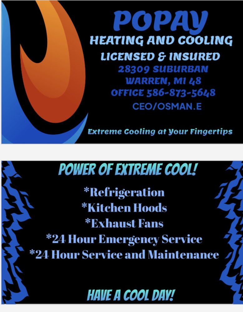POPAY HEATING AND COOLING Updated October 2024 30831 Hoover Rd