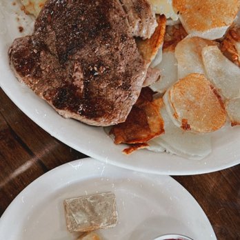 Betty's Cafe - Steak and eggs with fried potatoes and a homemade biscuit ($15.99) IG: @ohmyono - Breakfast & Brunch Near Me - Vernal, Utah Betty's Cafe - Steak and eggs with fried potatoes and a homemade biscuit ($15.99) IG: @ohmyono - Breakfast & Brunch Near Me - Vernal, Utah