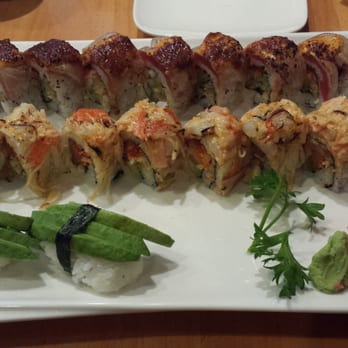 Umai - Volcano maki (back) and newbury maki (front) - Japanese Near Me - Boston, Massachusetts Umai - Volcano maki (back) and newbury maki (front) - Japanese Near Me - Boston, Massachusetts