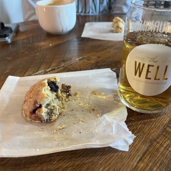 The Well Coffeehouse - Blueberry Lemon scone, iced tea - Coffee & Tea Near Me - Fishers, Indiana