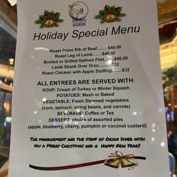 Orion Diner & Grill - Holiday special menu 2022 - Diners Near Me - New York, New York