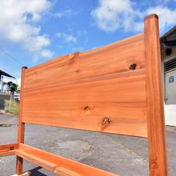 Big Island Beds - Queen Platform bed live-edge headboard made from Hawaii Island grown Rainbow Eucalyptus.
