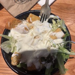 Caesar salad with ranch and blue cheese