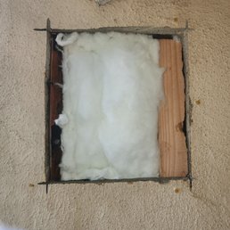 This is a very small hole that he made and fixed/sealed up. Maybe 10x12. Impressive that he got all the bees out woth this space! This is a very small hole that he made and fixed/sealed up. Maybe 10x12. Impressive that he got all the bees out woth this space!