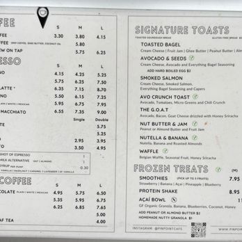Pinpoint Cafe - menu (as of Nov 2025) - Coffee & Tea Near Me - San Diego, California