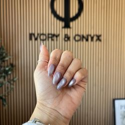 Ivory & Onyx Nail Lounge - Builder gel manicure with cat eye design