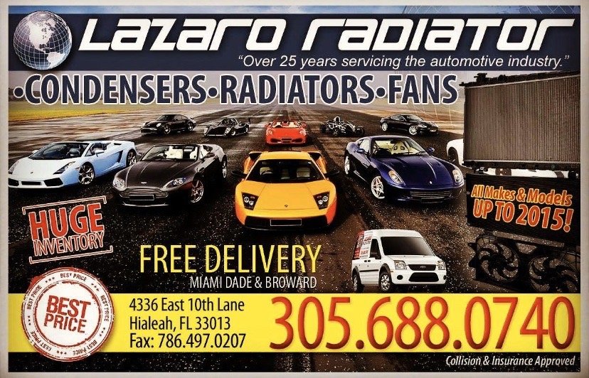 LAZARO RADIATOR Updated August 2024 4336 E 10th Ln, Hialeah, Florida Auto Repair Phone