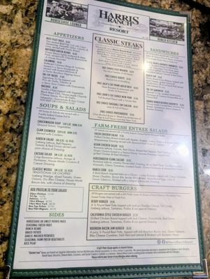 Menu photo 3 Horseshoe Lounge at Harris Ranch Coalinga, CA