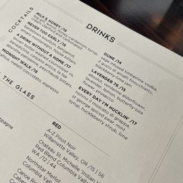 Drink menu.