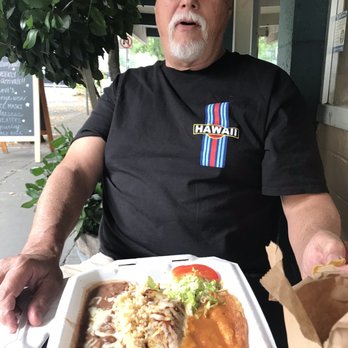 Eddie's Cocina - My husband warren having chilli rellano and Carnittas enchilada - Mexican Near Me - Ukiah, California