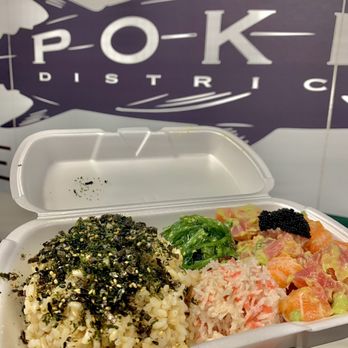 Poke District - Half and Half (Salmon/Tuna) with extra furikake - Seafood Near Me - Orange, California Poke District - Half and Half (Salmon/Tuna) with extra furikake - Seafood Near Me - Orange, California