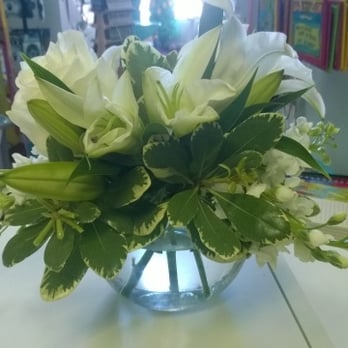 A.J.'s Florist - Back side of standard size Isle of a White arrangement. - Florists Near Me - Ft. Myers, Florida