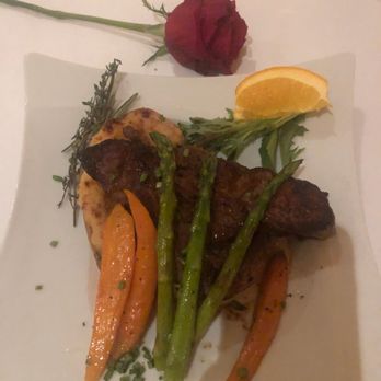 The Crown Room - a plate of meat and vegetables - New American Near Me - Albuquerque, New Mexico