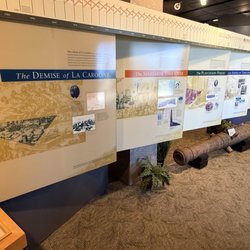 Fort Caroline National Memorial - One of the impressive displays at the Visitor Center. You can see a cannon barrel on the right - it's authentic.