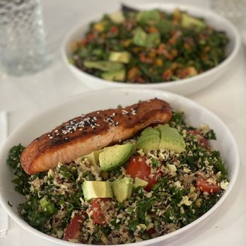 Pink Carrot - Salmon bowl and power chopped salad - Coffee & Tea Near Me - Boston, Massachusetts Pink Carrot - Salmon bowl and power chopped salad - Coffee & Tea Near Me - Boston, Massachusetts