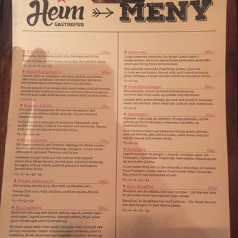 Heim Gastropub - Menyen på Heim. - Gastropubs Near Me - Oslo, 03