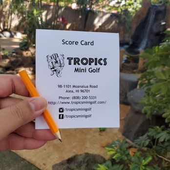 Tropics Mini Golf - Score card. - Mini Golf Near Me - Aiea, Hawaii