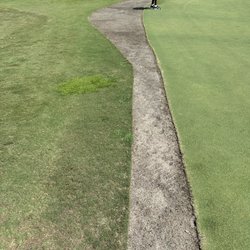 Gleannloch Farms Golf Club - Most of the greens were under repair and had long patches like this.