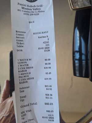 Menu photo 1 Panini Kabob Grill San Diego, CA