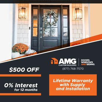 AMG Doors & Windows - Enjoy $500 off your new Entry Door!
Call/text our office today (877) 768-7570 - Door Sales/Installation Near Me AMG Doors & Windows - Enjoy $500 off your new Entry Door!
Call/text our office today (877) 768-7570 - Door Sales/Installation Near Me