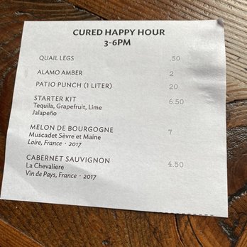 Cured - Happy Hour menu - Cocktail Bars Near Me - San Antonio, Texas Cured - Happy Hour menu - Cocktail Bars Near Me - San Antonio, Texas