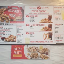 Pretzelmaker - Quick Menu. Notice the price you pay for hard, not fresh snacks!