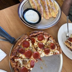 Big Chuck's Pizza Plus - 12" Original Pan Crust Pizza w Italian sausage, mushrooms and pepperoni w large breadsticks and ranch dressing