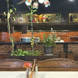 Food prep area from seating.