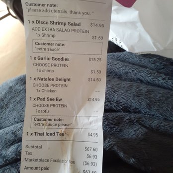 Natalee Thai - My receipt... - Thai Near Me - Los Angeles, California Natalee Thai - My receipt... - Thai Near Me - Los Angeles, California