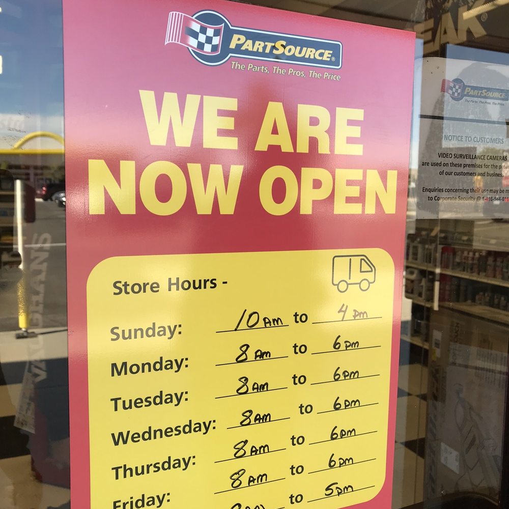 PartSource - Hours of operation - Auto Parts & Supplies Near Me - Mississauga, Ontario PartSource - Hours of operation - Auto Parts & Supplies Near Me - Mississauga, Ontario