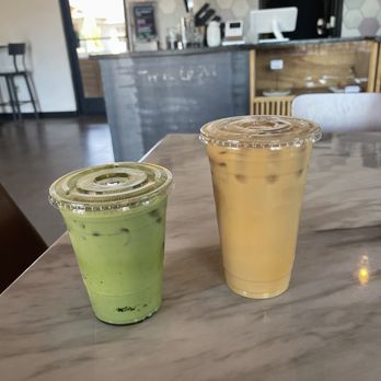 Grove Coffee - Matcha and iced latte with lavender and honey - Coffee & Tea Near Me - Chandler, Arizona