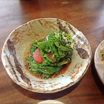 Masu - My favourite, I have this every time I come. The combination of spinach, garlic and grapefruit, it has me salivating! - Japanese Near Me - Auckland, AUK Masu - My favourite, I have this every time I come. The combination of spinach, garlic and grapefruit, it has me salivating! - Japanese Near Me - Auckland, AUK