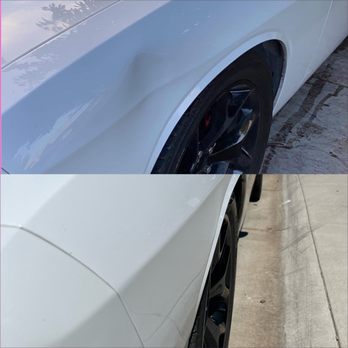 Stay Dent Free - Big fender dent removed on a Challenger - Mobile Dent Repair Near Me Stay Dent Free - Big fender dent removed on a Challenger - Mobile Dent Repair Near Me
