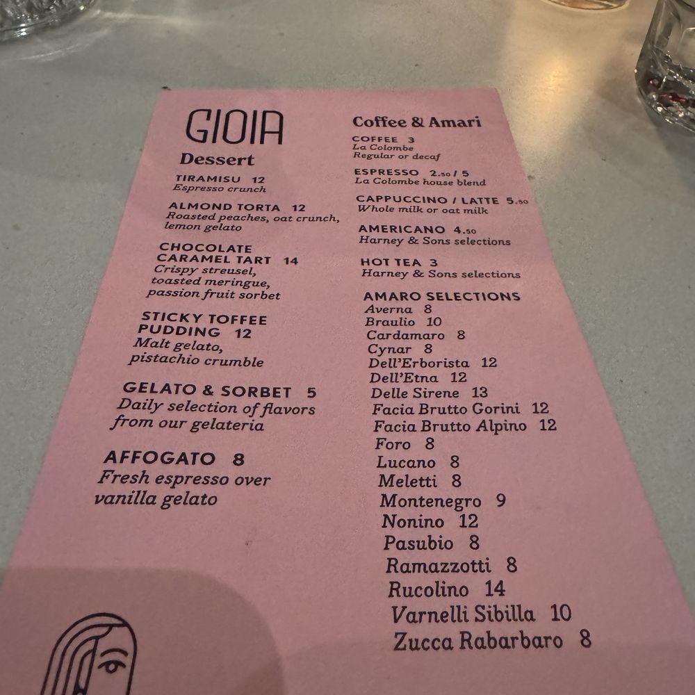 Gioia Cafe & Bar - Dessert menu - Italian Near Me - New Haven, Connecticut