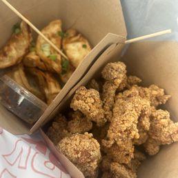 Basil Popcorn Chicken and Chicken & Vegetable Potstickers Basil Popcorn Chicken and Chicken & Vegetable Potstickers