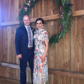 Bliss Coordinating - Bride and Groom at Barn At Harvest Moon Pond in Poynette - all decorations arranged by Martha of Bliss Coordinating - Party & Event Planning Near Me - Madison, Wisconsin