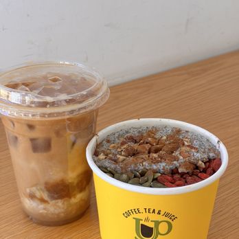 Upfordayz - Banana iced latte and sweet potato bowl (both lacked flavor, 0/10) - Coffee & Tea Near Me - San Francisco, California