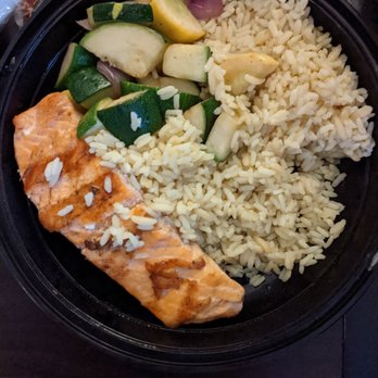 Maria's Kitchen - Generous portions, clean space, friendly service. Pictures is  the salmon dinner with rice and veggies. Healthy dinner around the house! - Burgers Near Me - West Roxbury, Massachusetts