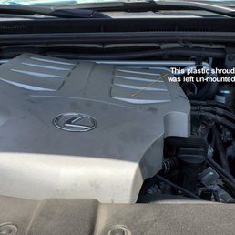 Engine cover not mounted properly. Engine cover not mounted properly.