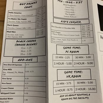 Respawn Coffee Company - menu and price list - Coffee & Tea Near Me - Oak Grove, Kentucky