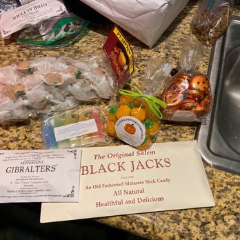 Ye Olde Pepper Companie - They are famous for Gibralters and Black Jacks.  Great taffy! These are a pumpkin taffy flavor. - Candy Stores Near Me - Salem, Massachusetts